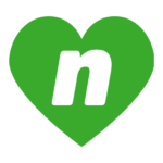 green heart with letter n in the middle